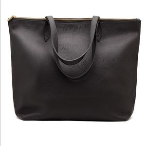 Cuyana black classic leather zipper tote